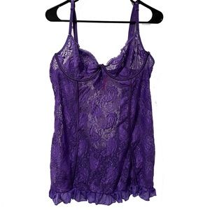 royal purple ruffle Négligée lace lingerie moment